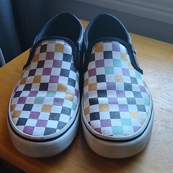 sparkle checkered vans